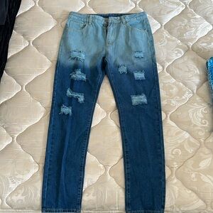 SHEIN Colorblock Ripped Skinny Jeans